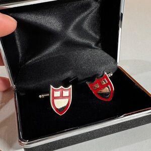 Tudor logo red and silver cufflinks - with box
